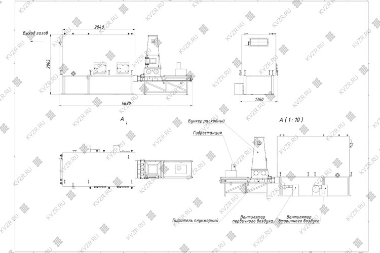 Котел на опилках 0.8 МВт чертеж